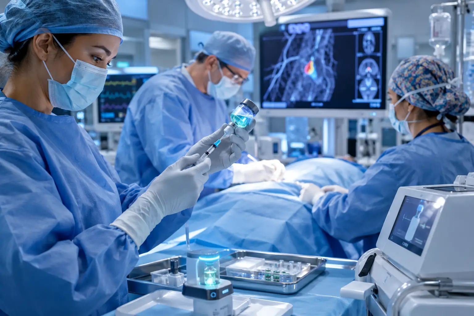 High-Tech Surgical Team Preparing Medication.webp